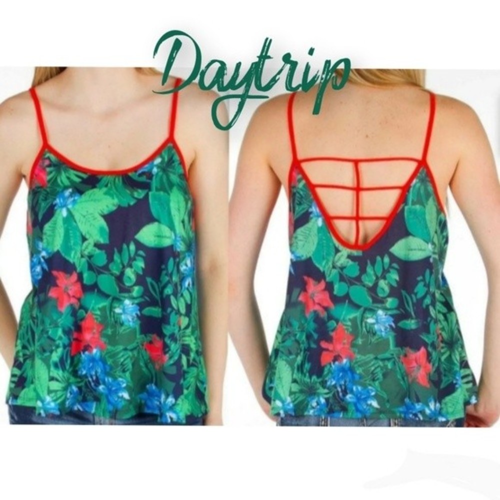 Like New Daytrip Sm Floral Print Strappy Tank Top